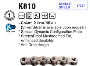 CHAIN - Single Speed - KMC K1 - 112L - SILVER - w/Connect Link