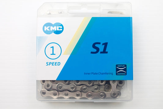 CHAIN - Single Speed-1/2 x 1/8 - KMC S1 - 112L - SILVER - (Chrome Look) - w/Connect Link