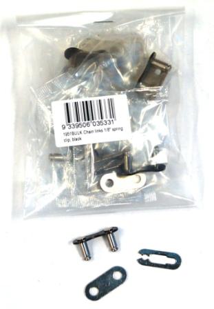 CHAIN LINK - 1/8", Spring Clip Type, BLACK (Bag of 10)