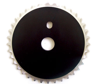 CHAIN RING 1/2 x 1/8 x 36T, 7mm Thick, for BMX, Alloy, BLACK with SILVER TEETH