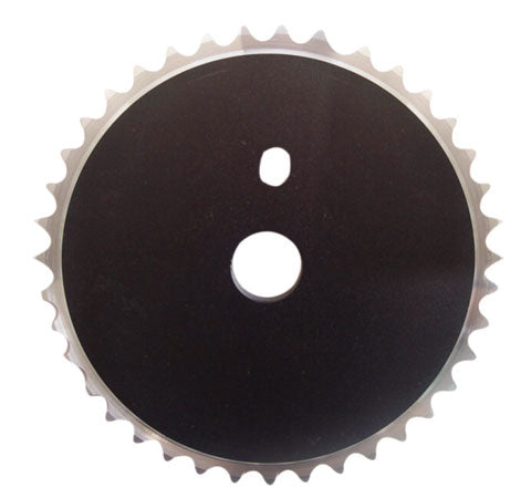 CHAIN RING 1/2 x 1/8 x 39T, 7mm Thick, for BMX, Alloy, BLACK with SILVER TEETH