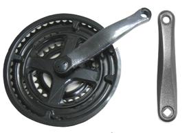 CHAINWHEEL SET  170mm x 28/38/48T, Steel, with Guard, BLACK