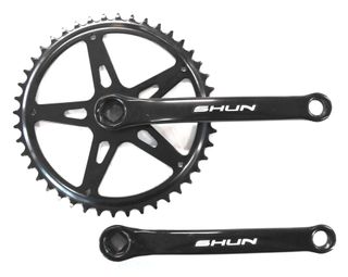 Single speed crank set, 3/32 x44T x 170mm L & R.Steel BLACK
