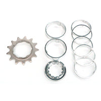 CONVERSION KIT - Single Speed, FLANGED CR-MO Drive Ring, 13T Lock Ring & Alloy Spacers (7 Spacers + Lockring)