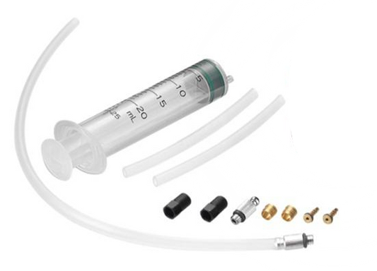Service/bleed kit, Tektro/TRP, plastic tubing x 3 , hose retainer x 2, compression ferrules x 2, brass inserts with o-ring x 2, inlet and outlet valve ( for lever), brake fluid NOT included