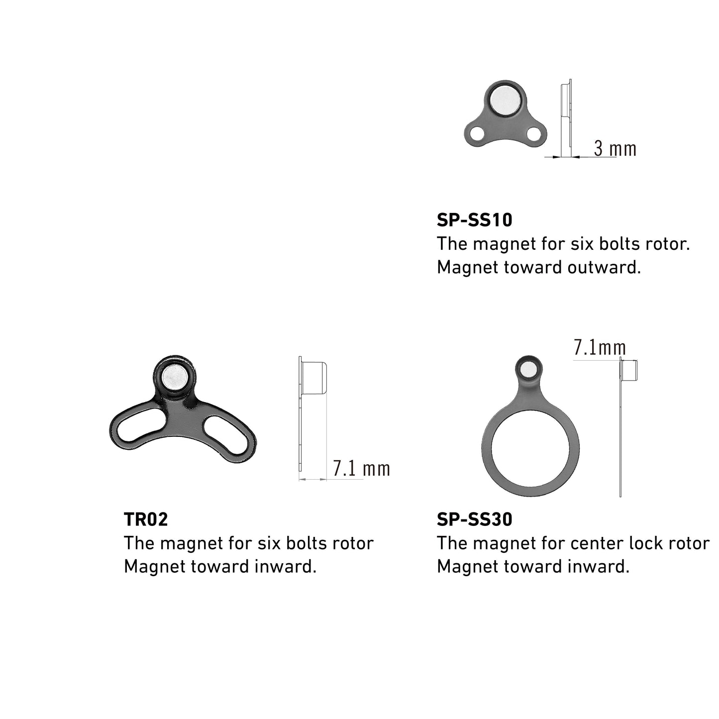 Magnetic speed sensor, for 6 Bolt rotor, magnet toward outward, Quality TRP product