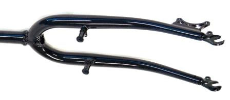 FORK  26, Threadless, 1.1/8"  (ID 25.4mm, Stem 300mm)  with Pivots and Disc Brake Mount, Steel.  BLACK  (Axle to Crown 390mm)