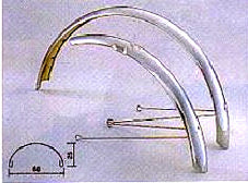 MUDGUARD SET  26, Front & Rear, S/STEEL, 60mm with round profile