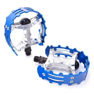 PEDALS, BEAR TRAP, ALLOY, 1/2" cr-mo axle, BLUE alloy cage