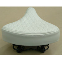 SADDLE Ladies Retro, 250mm x 190mm, Vinyl Quilted Top, Dual Coil Springs, WHITE