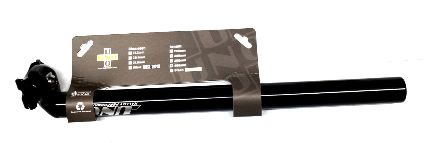 SEATPOST 28.6 x 400mm, Micro-Adjust, Alloy BLACK