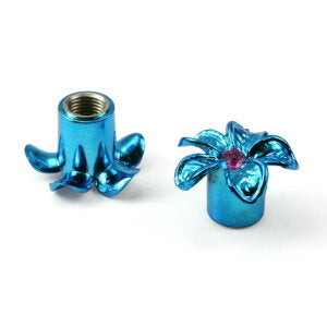 Valve Cap - FLOWER BLUE for A/V  (Sold Individually)