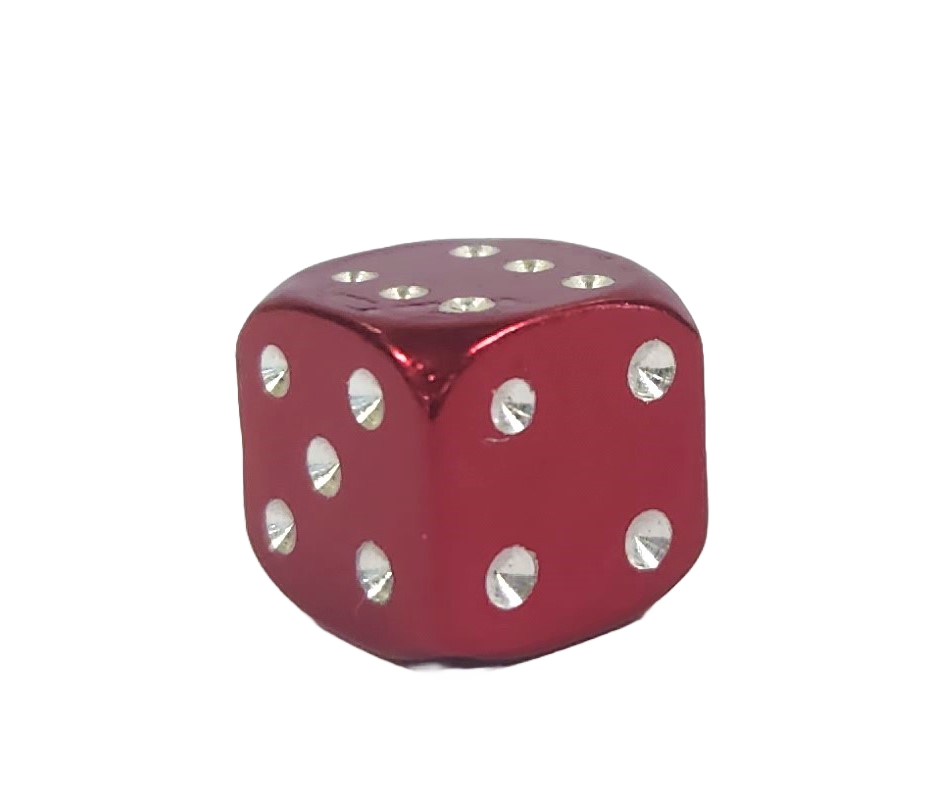 VALVE CAP DICE ALLOY RED 12mm A/V