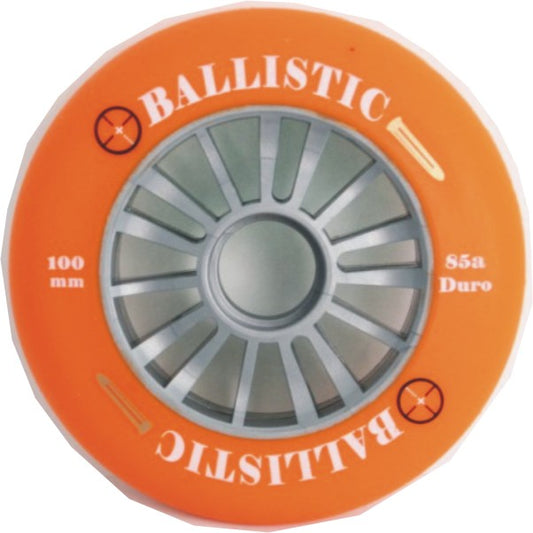 "Extraordinary Special Pricing" Scooter Wheel, "Ballistic", 100mm, Silver Plastic core, Orange PU