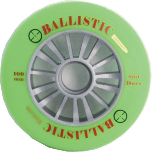 "Extraordinary Special Pricing" Scooter Wheel, "Ballastic", 100mm, Silver Plastic core, Green PU