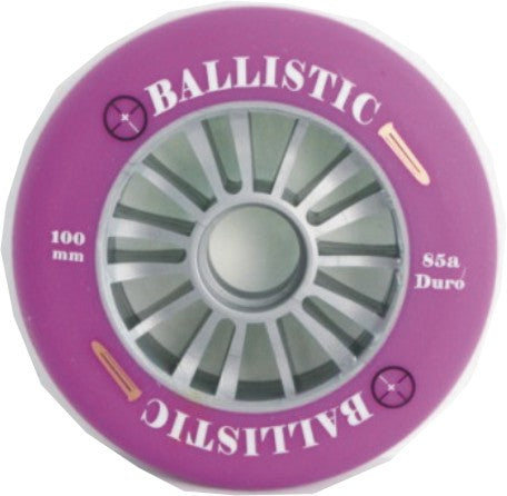 "Extraordinary Special Pricing" Scooter Wheel, "Ballastic", 100mm, Silver Plastic core, Purple PU