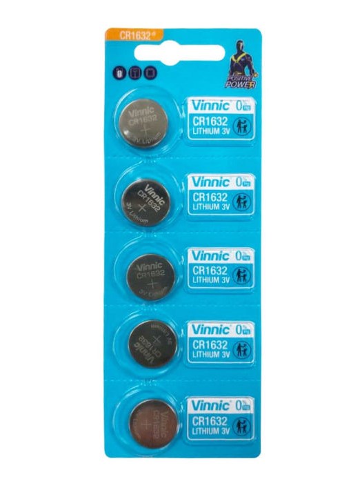 BATTERY - 3V Button Cell, Lithium, CR1632, Australian Standards Approved Packaging - 5 Pieces Per Card