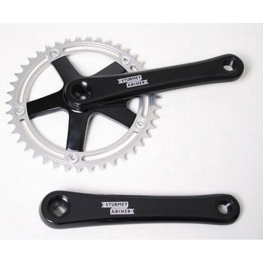 Crankset Sturmey Archer 1/2x1/8, 42T alloy, silver with black arm w170mm (BCD 144)