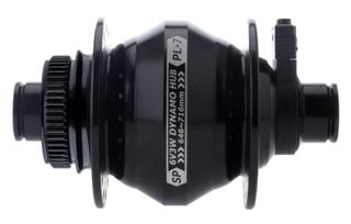 DYNAMO HUB  Shutter Precision, Model PL-7, 12mm Thru Axle, 100mm OLD, 28H, CENTERLOCK Disc, Black