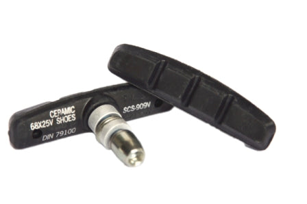 BRAKE SHOES - V Brake Shoes, Ceramic Material, Anti Squeal, 68mm (Sold in Pairs)