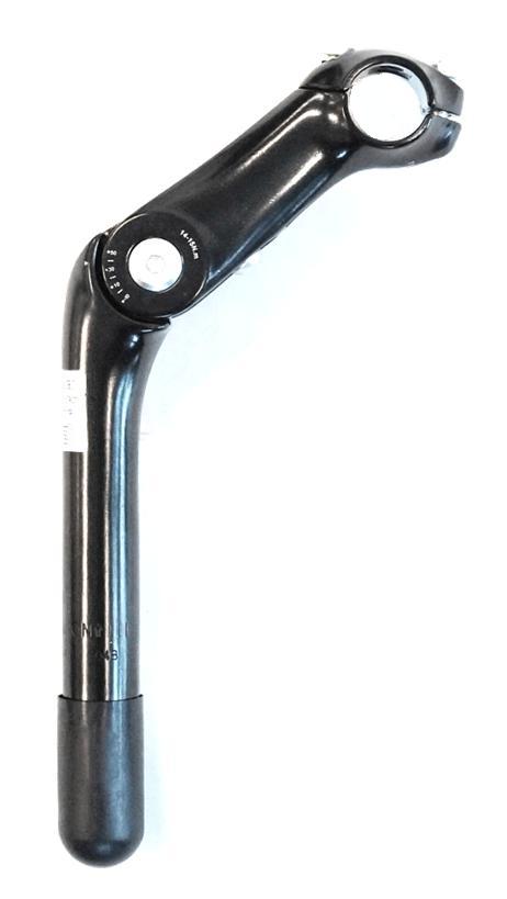 H/bar STEM, adjustable, alloy, black, quill L:180mm, dia 25.4mm, ext 110mm, h/bar dia 25.4mm
