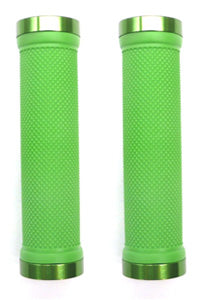 GRIPS  Lock-On, Dual Clamp, 130mm, with Plug, LIME GREEN with Lime Green Rings