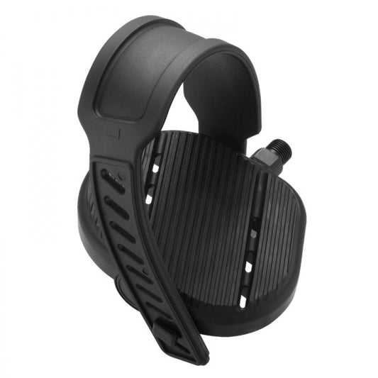 PEDALS 1/2" Exercise Bike, bottom weighted, 115.2 x 130.9 x 51 mm, Plastic platform, Steel axle, ball bearing, adjustable PU strap, BLACK