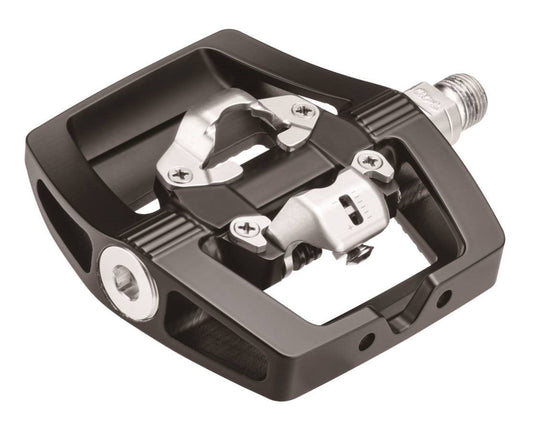 PEDALS   H/Duty Pedals, 9/16" BLACK one piece body,  cleat one side (Cleats NOT included), w/ black inlaid grip tread on other side