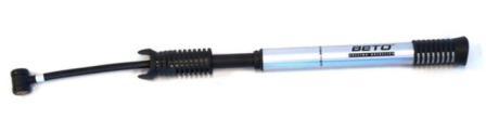MINI PUMP  Beto, alloy, w/retractable 5" hose, bracket & threaded head, 80 PSI, AV/FV, 265mm long