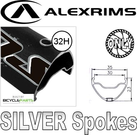 WHEEL - 29er Alex Supra 35 D/w 32H F/v Welded Join Eyeletted D/s Black Rim, 8/10 SPEED Q/R (135mm OLD) Centrelock Disc Sealed Novatec Black Hub, Mach1 SILVER Spokes