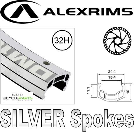 WHEEL - 700c Alex DM18 D/w 32H A/v Eyeletted M/e Silver Rim, FRONT Q/R (100mm OLD) Centerlock Disc Sealed Novatec Black Hub, Mach1 SILVER Spokes