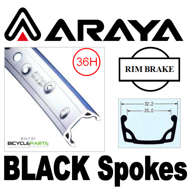 WHEEL - 18" Araya 7X S/w 36H M/e Silver Rim, 7 SPEED Q/R (130mm OLD) Loose Ball Joytech Silver Hub, Mach1 BLACK Spokes