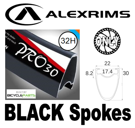 WHEEL - 700C Alex PRO30 32H W/j Black Rim,  FRONT Q/R (100mm OLD) Centerlock Disc Sealed Novatec Black Hub,  Mach 1 BLACK Spokes