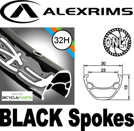 WHEEL - 29er Alex FR30 32H P/j Schrader Valve Black Rim, FRONT Q/R (100mm OLD) Centerlock Disc Sealed Novatec Black Hub,  Mach 1 BLACK Spokes