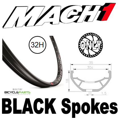 WHEEL - 27.5/650B Mach1 TRUCKY-30 32H P/j Black Rim, FRONT Q/R (100mm OLD) 6 Bolt Disc Sealed Novatec Light Weight Black Hub, Mach 1 BLACK Spokes