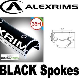 WHEEL - 29er Alex DM21 36H Black Rim,  FLIP FLOP 3/8 Nutted (110mm OLD) Loose Ball Joytech Black Hub, BLACK Spokes