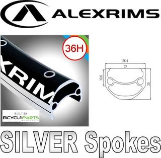 WHEEL - 29er Alex DM21 36H Black Rim,  FLIP FLOP 3/8 Nutted (110mm OLD) Loose Ball Joytech Black Hub, SILVER Spokes