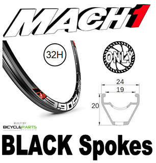 WHEEL - 27.5/650B Mach1 3.90 SL 32H S/j Black Rim, 8/11 SPEED 12mm T/A (142mm OLD) 6 Bolt Disc Sealed Novatec Black Hub, Mach 1 BLACK Spokes