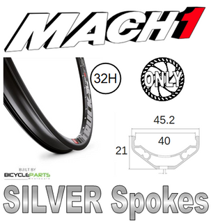 WHEEL - 27.5/650B Mach1 Trucky-40 32H P/j Black Rim,  8/11 SPEED Q/R (135mm OLD) 6 Bolt Disc Sealed Novatec Black Hub,  Mach 1 SILVER Spokes