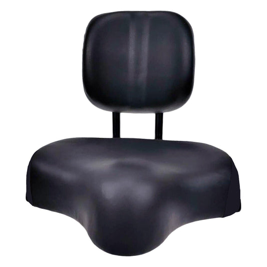 SADDLE with Back Rest, Non Adjustable - BLACK  With "standard" knuckle - 290mm W x 240mm L