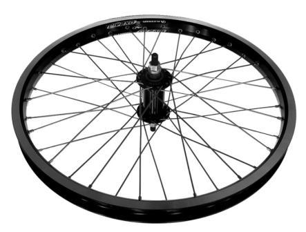 WHEEL  20 x 1.75 Alex  DM-24 D/w Eyeleted Alloy Rim W/msw , Novatec Sealed Bearing 3/8 Axle Front , BLACK  Mach 1 Spokes . FRONT .