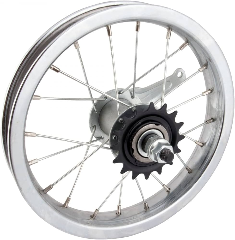 WHEEL  12" Rear Wheel, Silver, S/W Alloy Rim  Coaster Hub Silver (Inc. 18t Cog & Brake arm band)