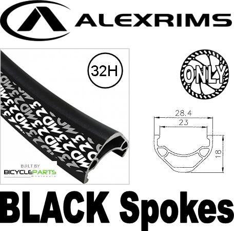 WHEEL  650b Alex MD-23 D/w Eyeleted Rim , 6 Bolt Disc Q/r Black 8/10 Speed cassette Hub , Mach 1 Black Spokes . (Matching Front 96550)