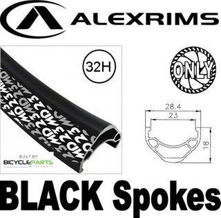 WHEEL - 29er Alex MD23 32H Black Rim,  8/11 SPEED 12mm T/A (142mm OLD) Centerlock Disc Sealed Novatec Black Hub, BLACK Spokes