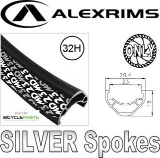 WHEEL - 29er Alex MD23 32H Black Rim,  8/11 SPEED 12mm T/A (142mm OLD) Centerlock Disc Sealed Novatec Black Hub, SILVER Spokes