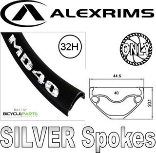 WHEEL - 27.5 / 650B Alex MD40 32H Black Rim,  XD-DRIVER 12mm T/A (148mm OLD) 6 Bolt Disc Sealed KT (612 POE 0.6 deg Hub Body) SRAM XD Black Hub, SILVER Spokes