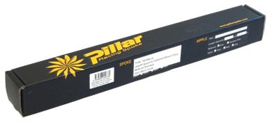 SPOKES - Pillar Double Butted Spokes, 258mm, BLACK (Box of 72) - 14G J Hook & Thread, 15g Middle, J Hook, Stainless Steel, 14 Gauge CP Brass Nipples, PD1415