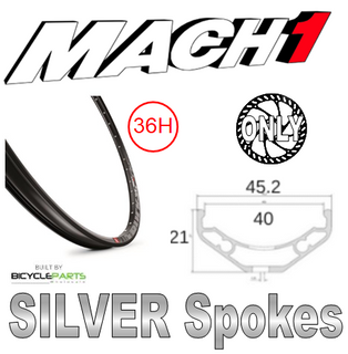 WHEEL - 27.5 / 650B Mach1 Trucky-40 36H P/j Black Rim,  8/11 SPEED 12mm T/A (142mm OLD) 6 Bolt Disc Sealed Novatec Black Hub, SILVER Spokes