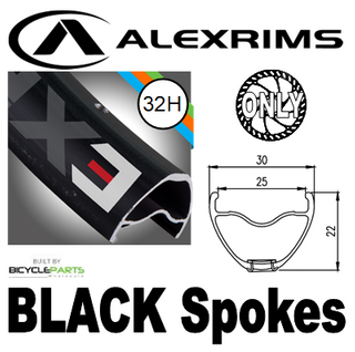 WHEEL - 29er Alex EXR25 32H S/j Black Rim,  8/11 SPEED 12mm T/A (142mm OLD) Centerlock Disc Sealed Novatec Black Hub, BLACK Spokes