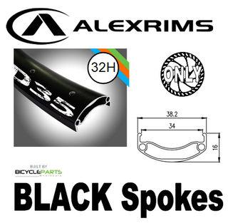 WHEEL - 29er Alex MD35 32H P/j Black Rim,  8/11 SPEED 12mm T/A (148mm OLD) Centerlock Disc Sealed Novatec BOOST Black Hub, BLACK Spokes